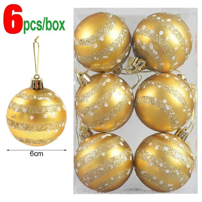Bola Árvore de Natal Colorida Pintura 24 Peças de Enfeites de Bola de Natal, 6 cm Enfeites