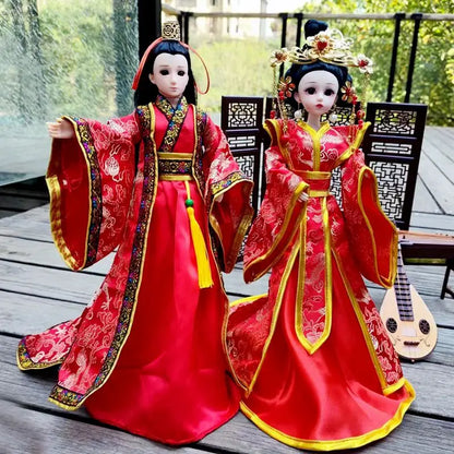 Boneca chinesa para menina, de boneca da Ásia com sapatos de suporte, cocar, boneca