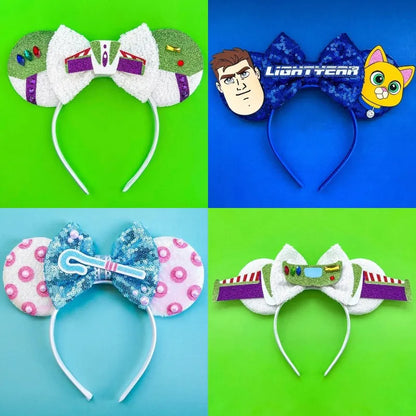 Tiaras Acessórios Disney orelha de rato com laço brilhante, Lantejoula de dupla celebração