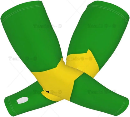 Mangas refrescantes com a bandeira da Brasil, proteção solar, homens e mulheres, ideais