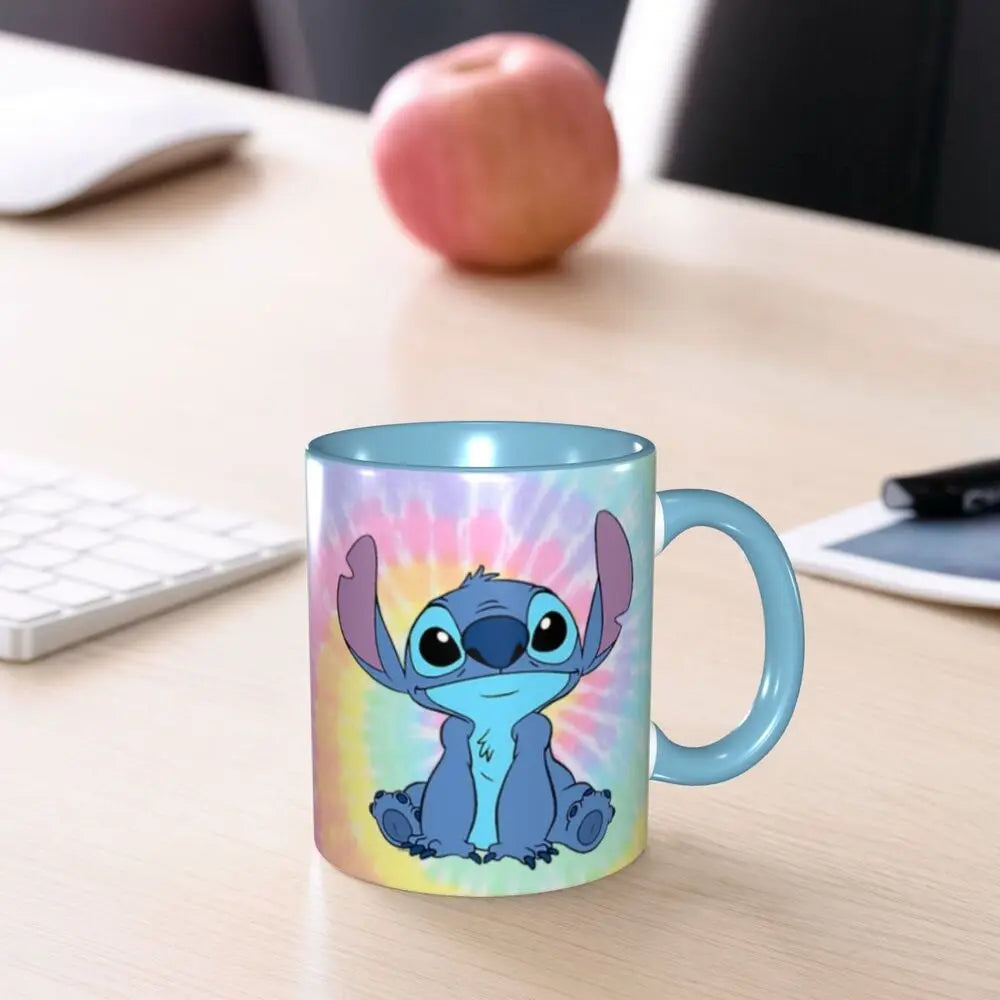 Caneca Lilo & Stitch Caneca de cerâmica floral (decalque através da alça), 590 ml