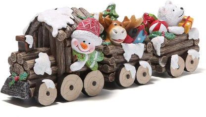 Trem de madeira com personagens de Natal Decoração de Natal Decoração Casa Interior