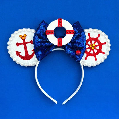 Tiaras Acessórios Disney orelha de rato com laço brilhante, Lantejoula de dupla celebração