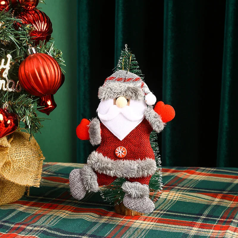 Kit Enfeites de Natal Boneco Sentado de Papai Noel Neve e Rena Decoração Natalina