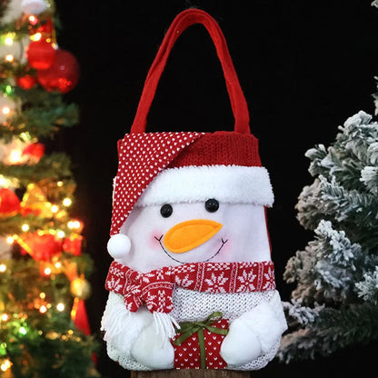 Sacolinha de Natal para Doces Lembrancinha Feltro 3D - 29x22cm, Kit Sacolas Natalinas de Tecido