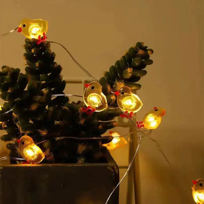 Cordão de Coelho LED Luzes de Páscoa, decorações de primavera de ovo coelho e cenoura