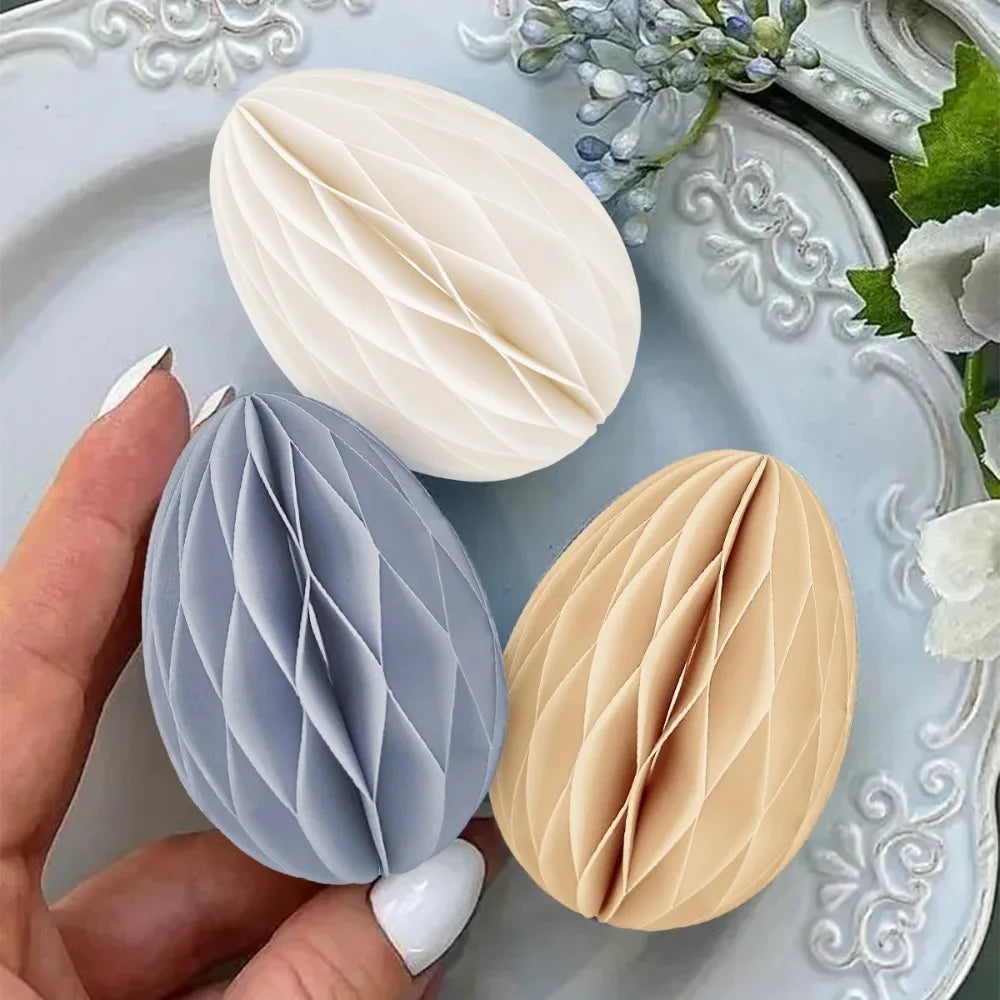 Ovo de Páscoa Decorativo 3D em Formato de Favo de Mel para Pendurar na Parede - Verde