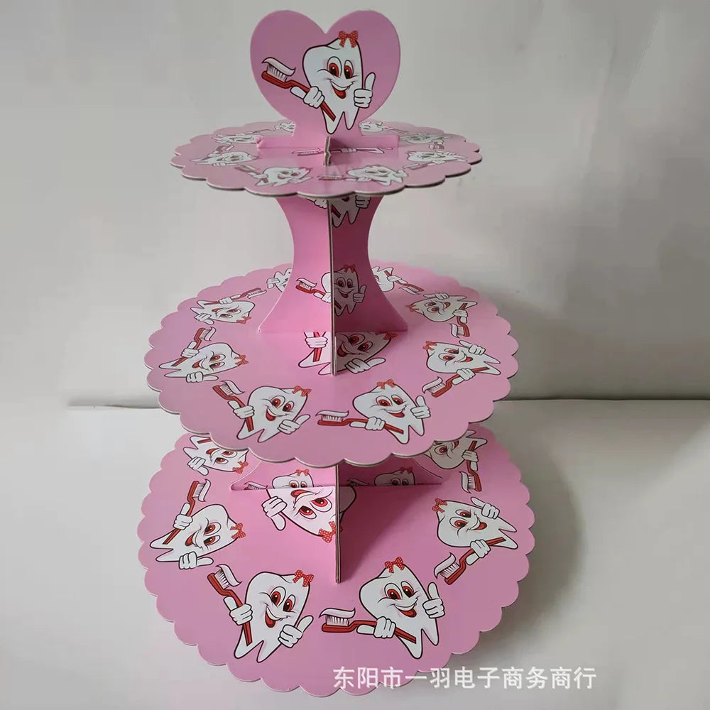 Suporte floral Dia das Mães Suporte floral de 3 camadas para cupcake para festa de chá
