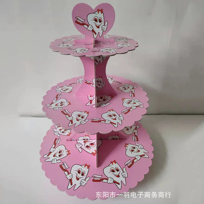 Suporte floral Dia das Mães Suporte floral de 3 camadas para cupcake para festa de chá