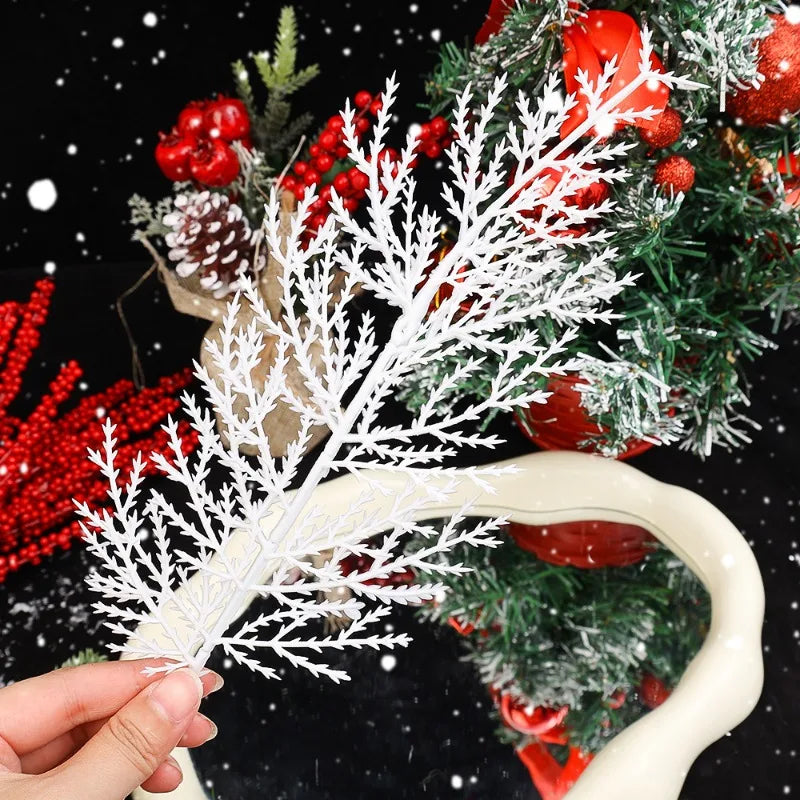 Pinho Agulhas Ramos Branco 10 Unidades Folhagem para Imitação de Natal Folha Artificial