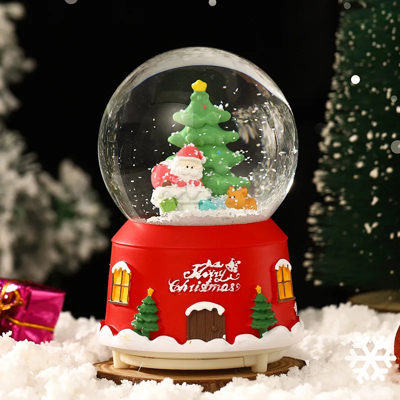 Globo de Neve de Natal, Bola de Cristal Iluminada, Enfeites de Bola de Vidro, Decorações