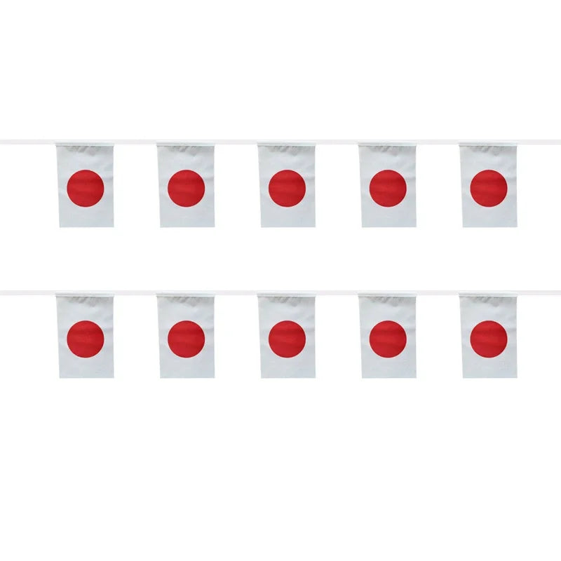 Bandeirinhas Copa do Mundo japonesa japonesa, 5,9 m 50 mini bandeiras, 14x21 cm, corda