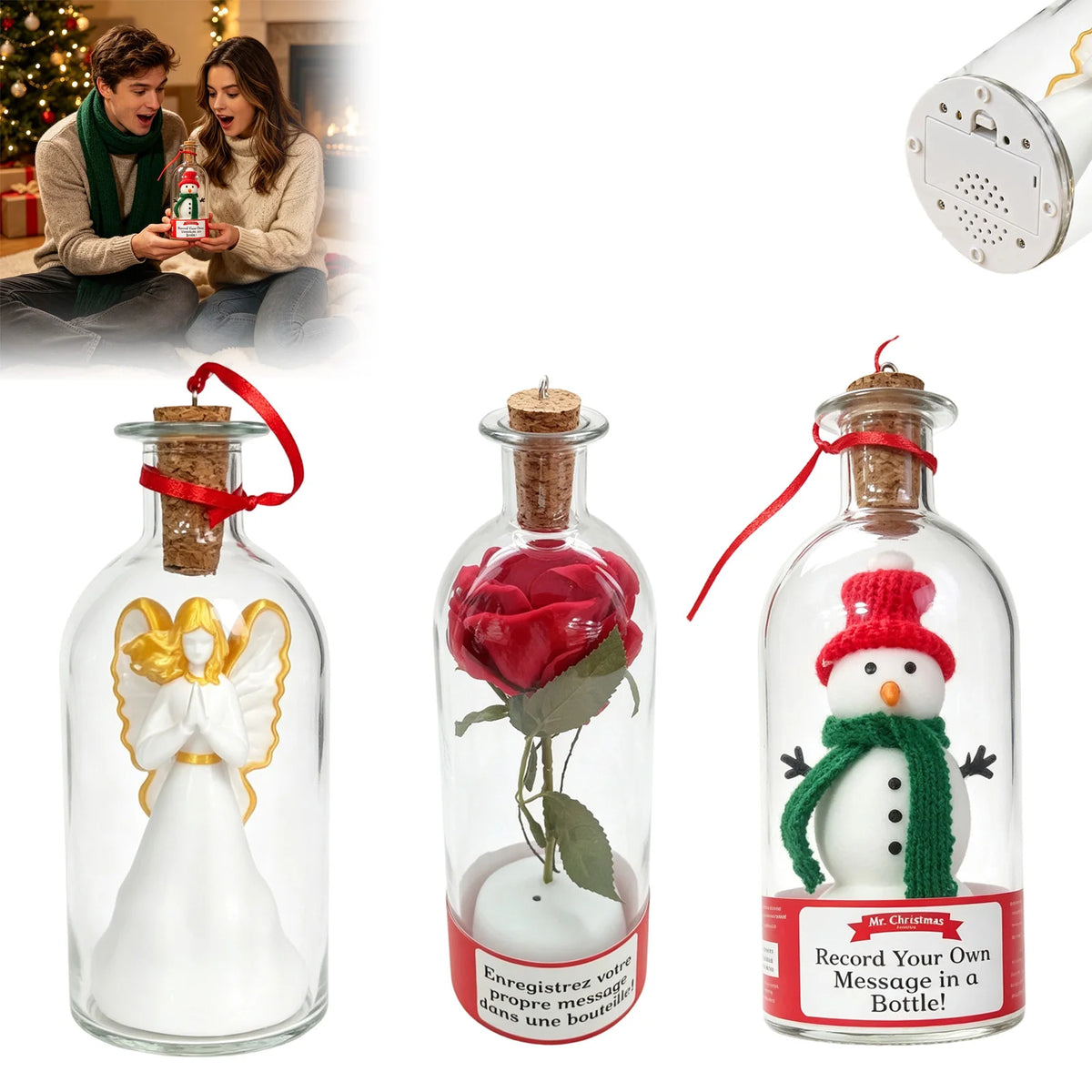 Garrafas Decorativas de Vidro com Gravador de Cenários em Miniatura Agradável  Mensagem (Enfeites de Natal)