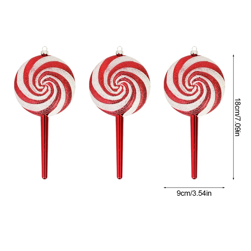Pingente pirulito Natal pingente de bengala doce vermelha com pirulito de natal 3/6 pcs