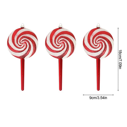 Pingente pirulito Natal pingente de bengala doce vermelha com pirulito de natal 3/6 pcs