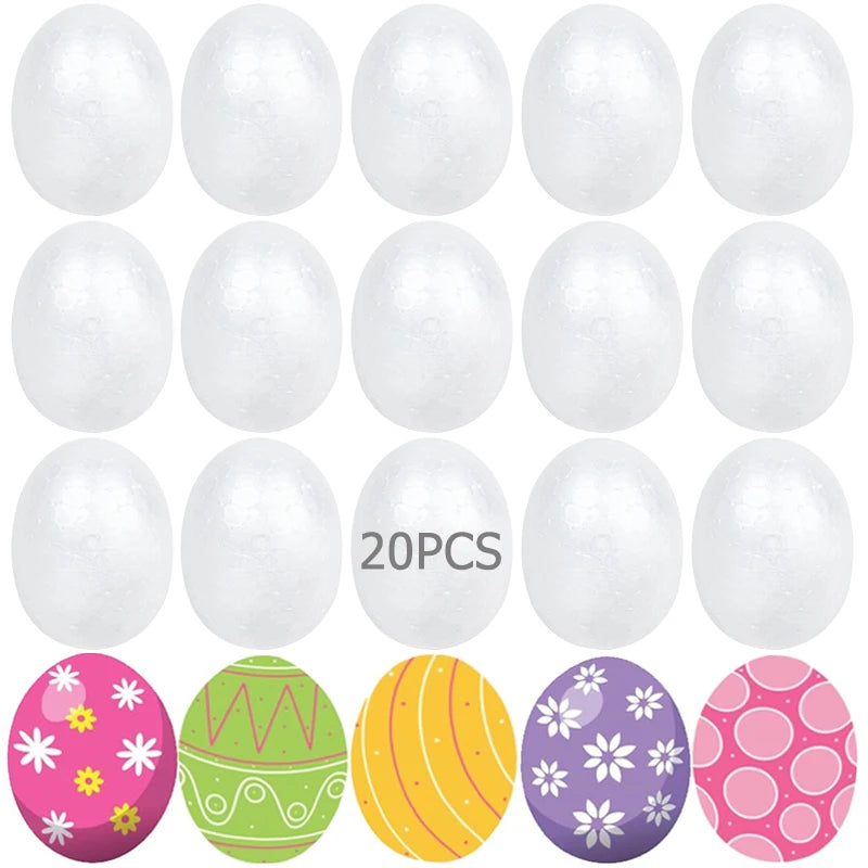Ovos de isopor em forma de ovo, 20 peças, bolas de espuma de 7cm, ovos de isopor 9cm