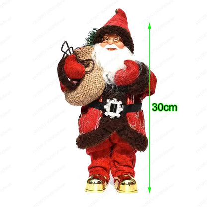 Boneco Papai Noel Figura de Papai Noel Bonita em Pé, Colecionável, Boneca de Papai Noel para Mesa de Escritório, Lantejoulas Prateadas