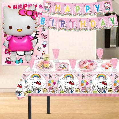 Kit de hello kitty para decoração de festa de aniversário de Kitt - 217 peças, incluindo top