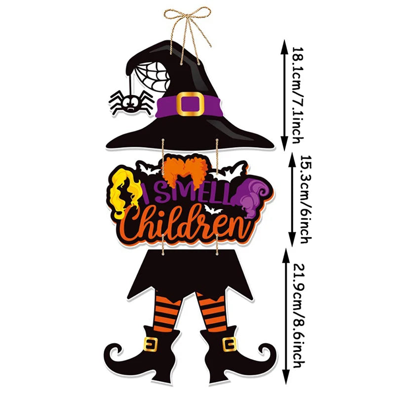 Placa de decoração temática de Halloween com brilho assustador cidade - preto e vermelho