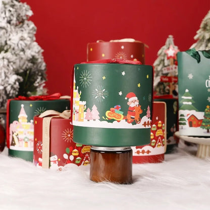 Caixa de Presente Cilíndrica de Doces de Natal, Embalagem Sobremesa Mousse Qualidade