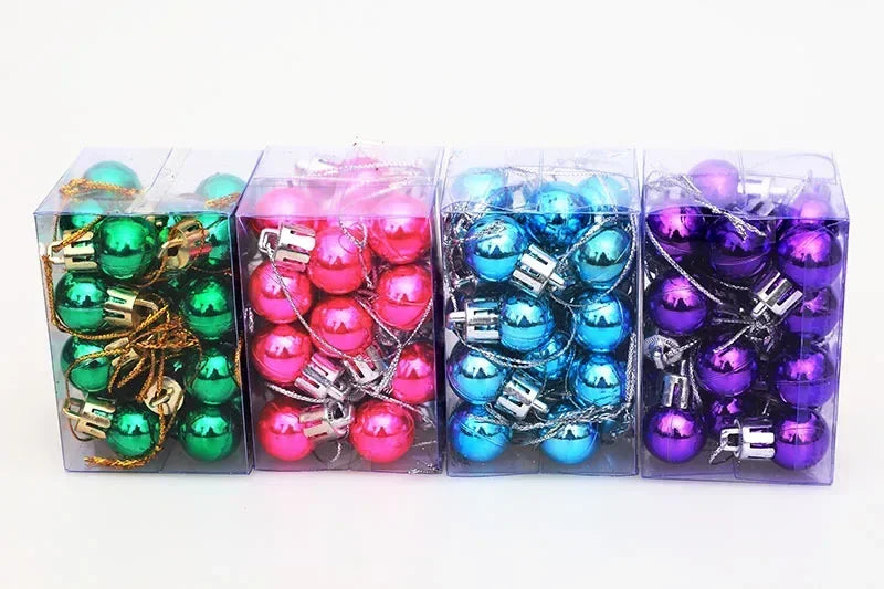 Mini Bola Decoração De Árvore De Natal 24 Peças De Pingente De Natal 2 Cm, Decoração