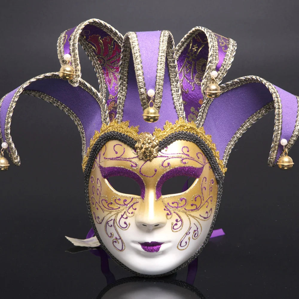 Máscara Veneziana de Corte em Tons de Azul e Dourado, Inspirada nos Tradicionais Carnavais de Veneza