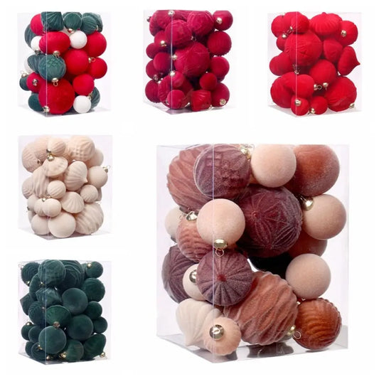 Decoração de Natal, Bolas de Natal, 35 peças de enfeites de Natal, bolas de Natal flocadas