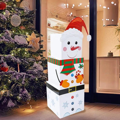 Caixas Empilhamento Feliz Natal 16 Caixas Empilháveis de Natal com Chapéus em 4 Designs