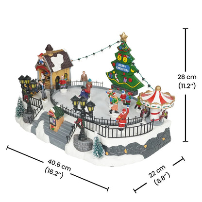 Cenário De Natal - Estação de Patinação no Gelo com Som , Luz e Movimento