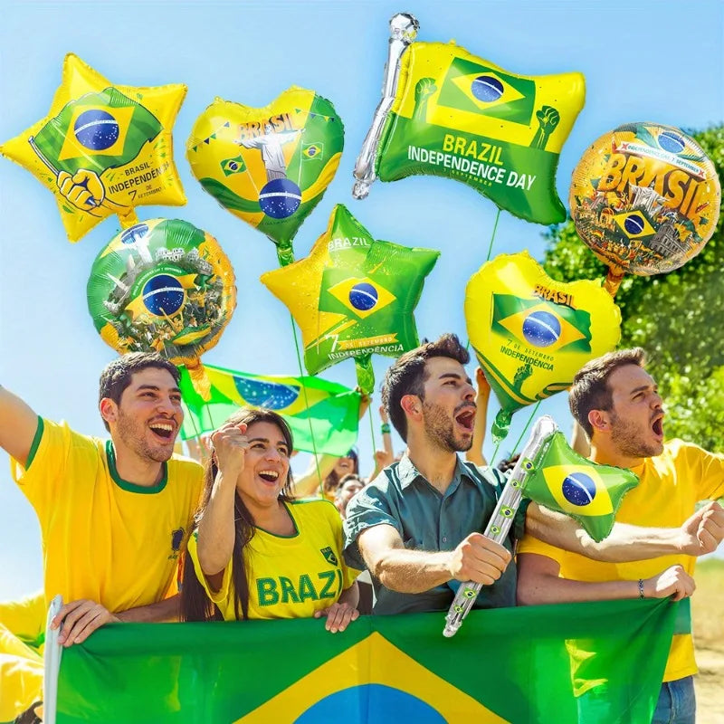 Balões de Copa do Mundo 8 peças Balões Amarelo Verde Brasil Para Festa Copa do Mundo