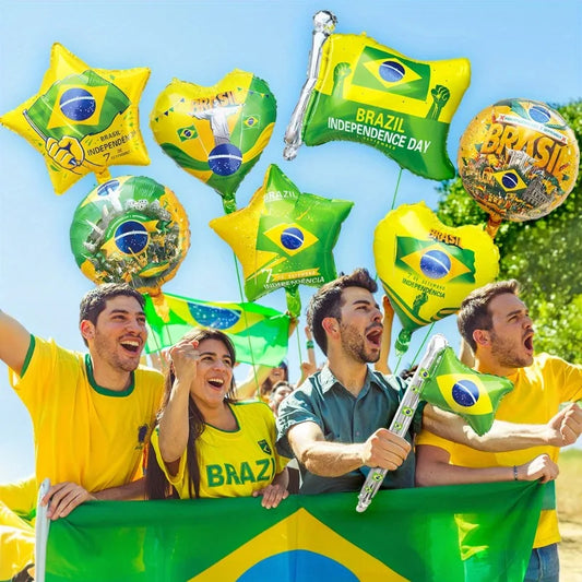 Balões de Copa do Mundo 8 peças Balões Amarelo Verde Brasil Para Festa Copa do Mundo