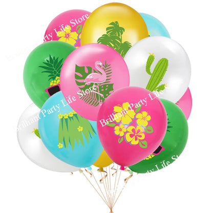 12 Peças Balões Festivos de Folhas de Aniversário Balões Verdes para Decoração Havaiana