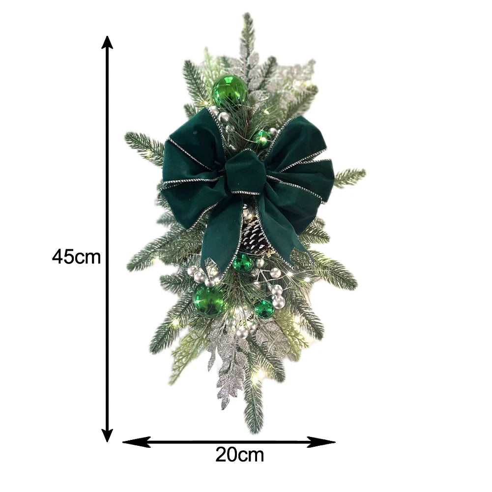 Guirlanda de Natal artificial pré-iluminada 1 unidades, lágrima de Natal sem fio com pinha