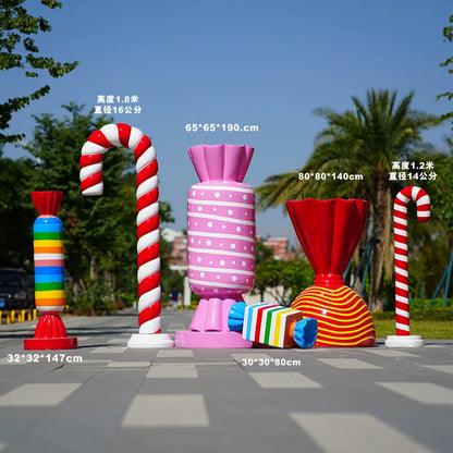 Pirulito Gigante Shopping em Formato de Bengala Doce Simulada para Decoração de Natal