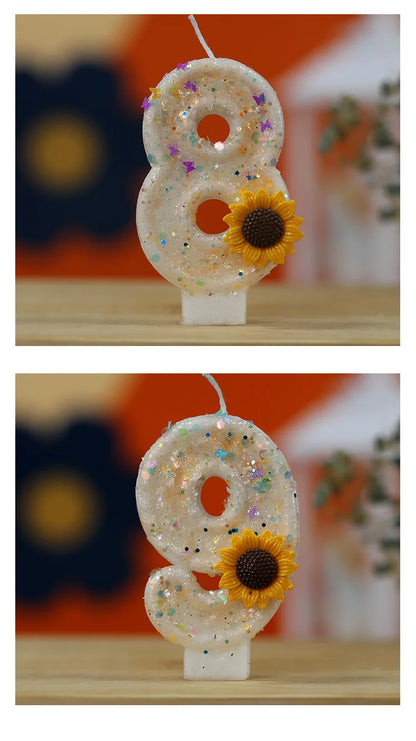 Velas Aniversário 5, Velas de Aniversário Girassol Números Meninas, Vela Brilhante 5 e Velas