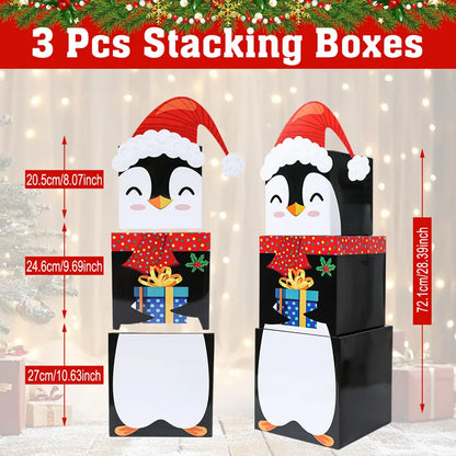 Caixas Empilhamento Feliz Natal 16 Caixas Empilháveis de Natal com Chapéus em 4 Designs