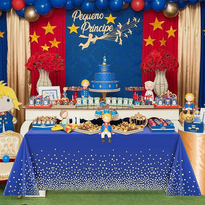 Decoração de festa de aniversário, banner de fundo azul marinho e dourado