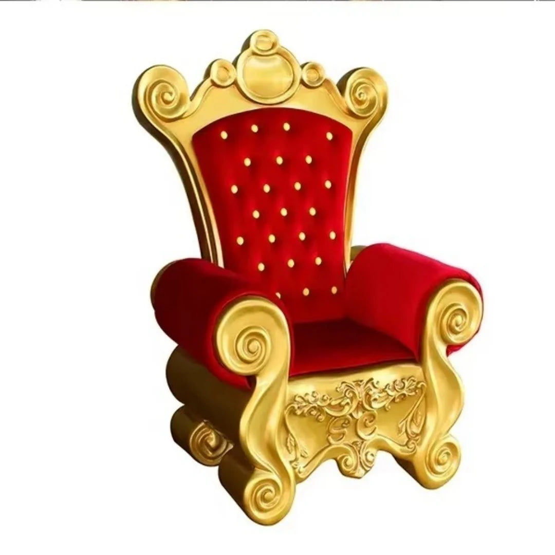 Cadeira de Trono de Natal para Shopping e Poltrona Trono Cadeira Papai Noel Natal Camurça