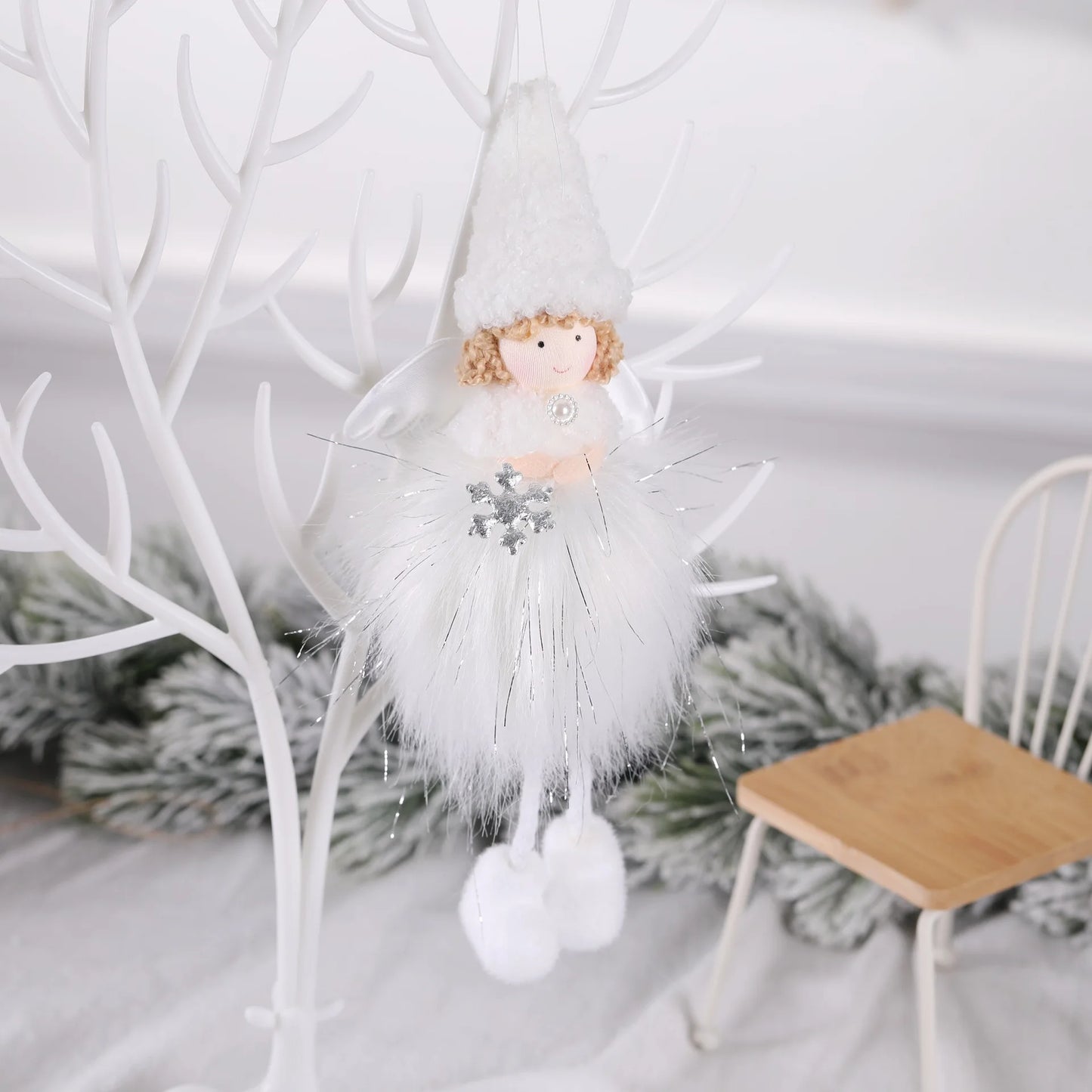 Pingente Anjo Natal Decoração de menina anjo de natal | Pingente de boneca anjo pelúcia