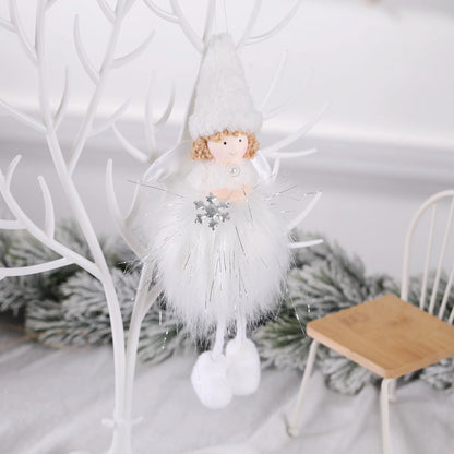 Pingente Anjo Natal Decoração de menina anjo de natal | Pingente de boneca anjo pelúcia