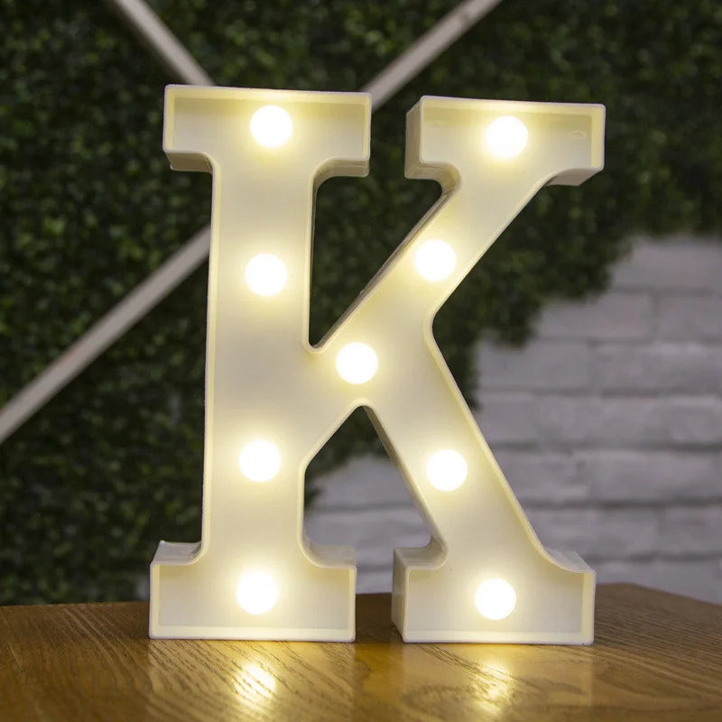 Letras de LED para letreiros, 26 letras iluminadas do alfabeto, luzes LED alimentadas