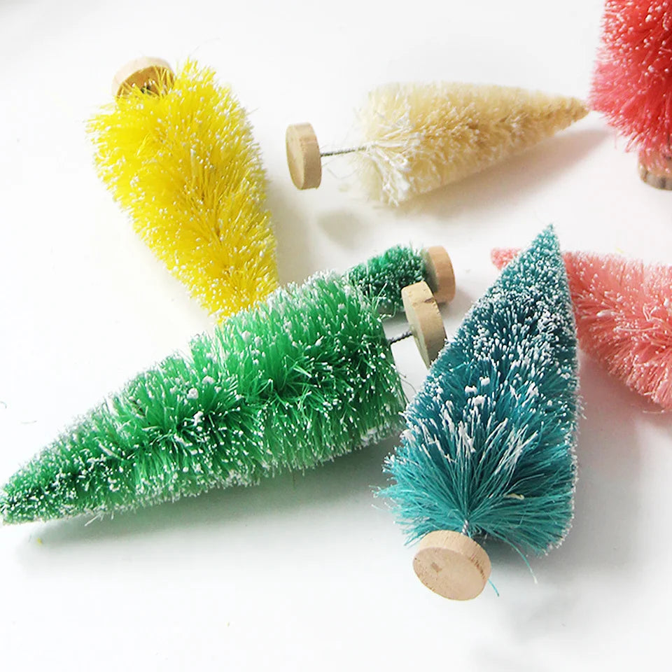 Árvore de Natal Artificial Decoração Natal 8 Peças Mini Pinheiro Artificial Natal Decoração