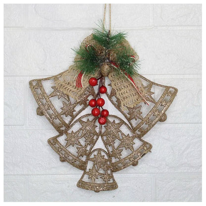 Enfeite Pendente Natal Sino Vazado Dourado 25cm, Sino Pendente de Natal para Decoração