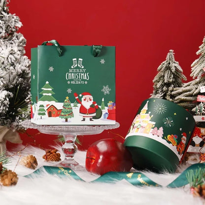 Caixa de Presente Cilíndrica de Doces de Natal, Embalagem Sobremesa Mousse Qualidade