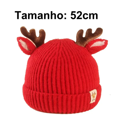 Gorro infantil de tricô para inverno, gorro macio e quente para bebês com chifre