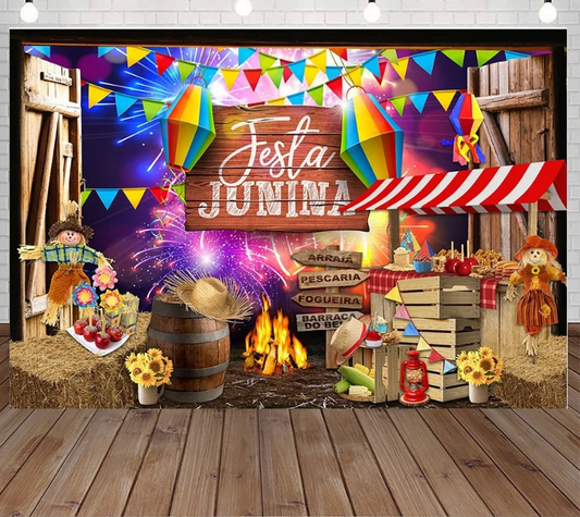 Fundo Fotográfico Sublimado 3D Junino Diversos Modelos Festa Junina 1,50x2,20