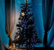 Carregar imagem no visualizador da galeria, Pisca LED Cordão 9m Natal 100 Leds  127V Fio Escuro COR AZUL
