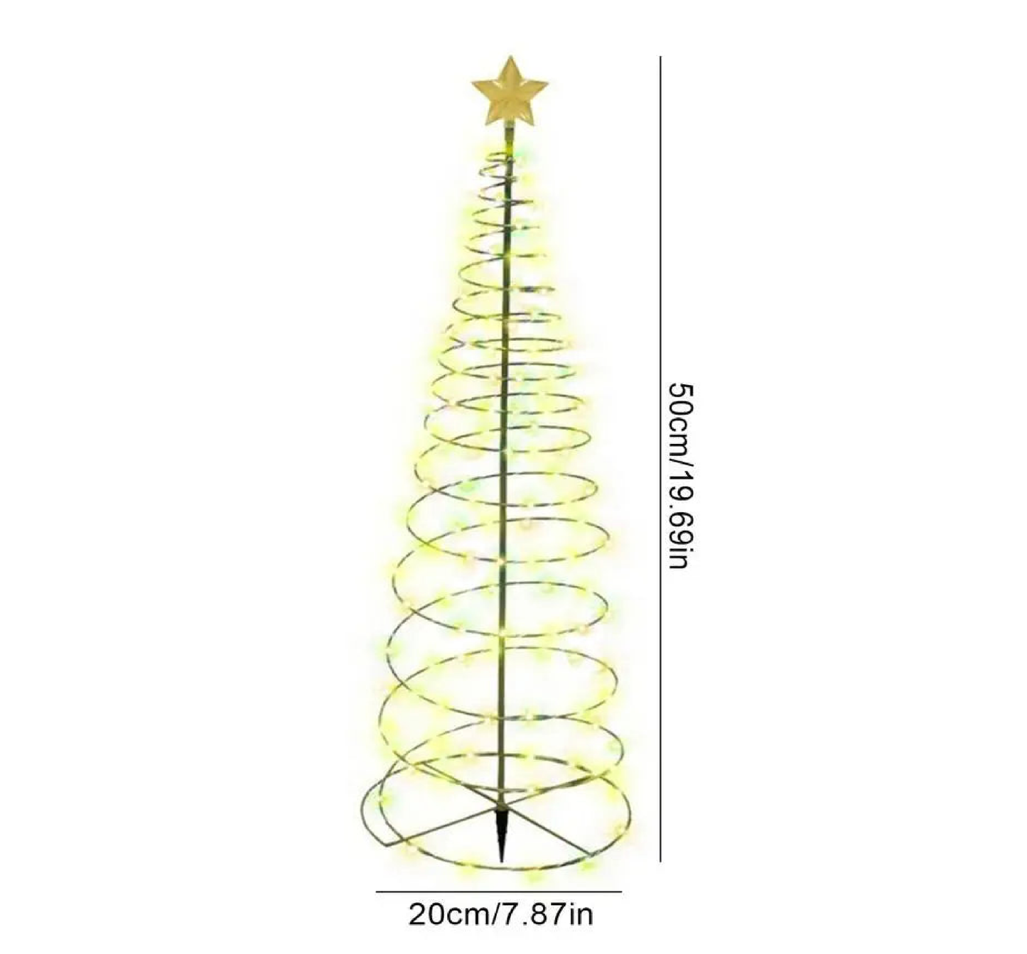 Decoração de árvore de Natal de metal solar espiral árvore natal luz led à prova d'água