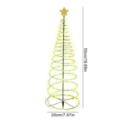 Decoração de árvore de Natal de metal solar espiral árvore natal luz led à prova d'água