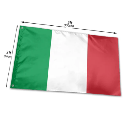 Pacote com 1: bandeira italiana da Itália | 9,5 x 1,5 m | Poliéster 90x150 cm, 2 argolas